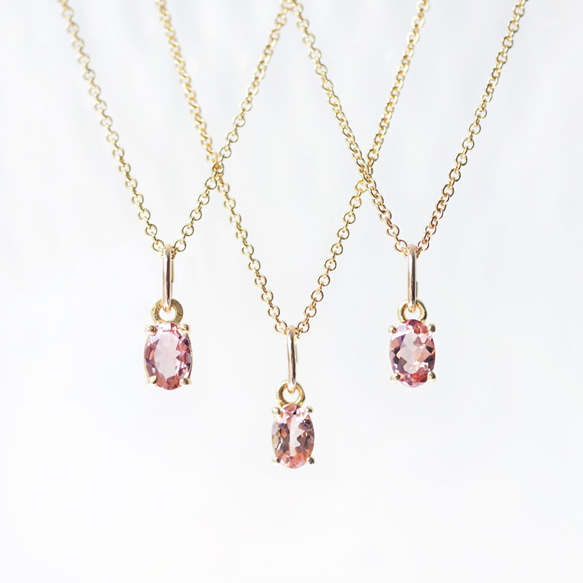 14KGF 40cm Necklace with Pink Tourmaline 第2張的照片