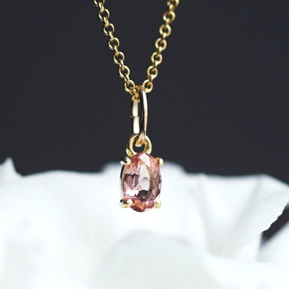 14KGF 40cm Necklace with Pink Tourmaline 第6張的照片