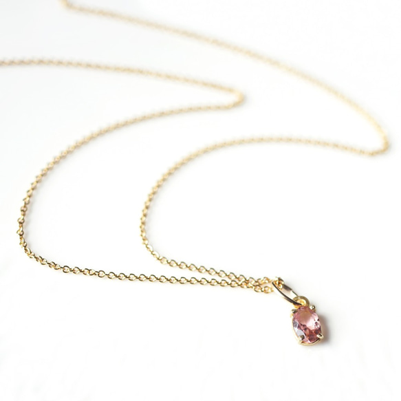 14KGF 40cm Necklace with Pink Tourmaline 第9張的照片