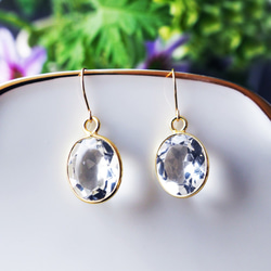 K18 Pierced earring with Natural Crystal 第1張的照片