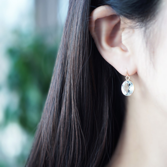 K18 Pierced earring with Natural Crystal 第3張的照片