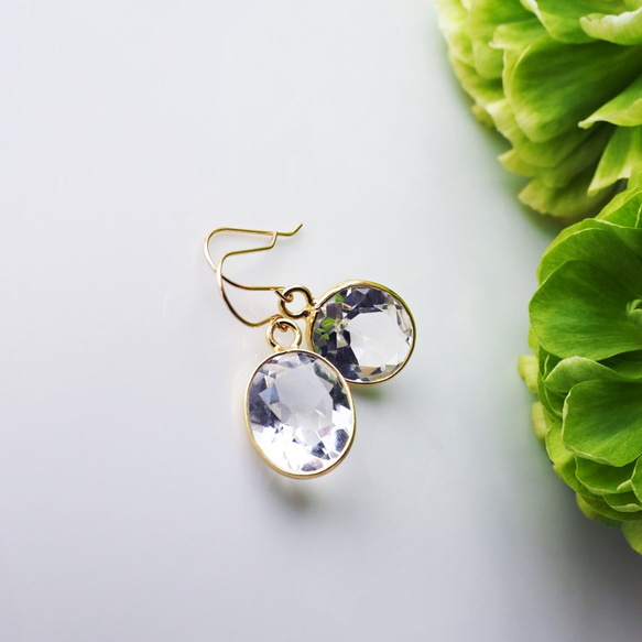 K18 Pierced earring with Natural Crystal 第6張的照片