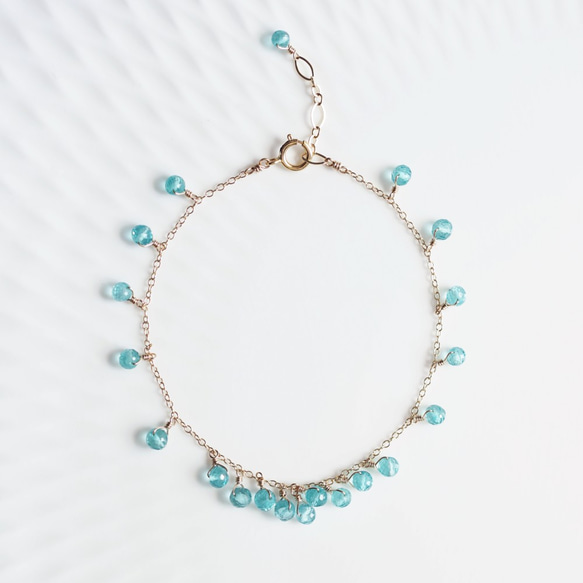 14KGF Bracelet with Blue Apatite 第1張的照片