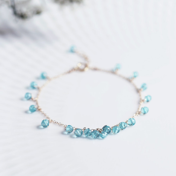 14KGF Bracelet with Blue Apatite 第7張的照片