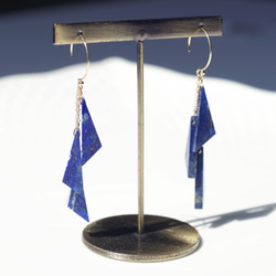 Outlet 14KGF pierced earring Lapis Lazuri. 第2張的照片