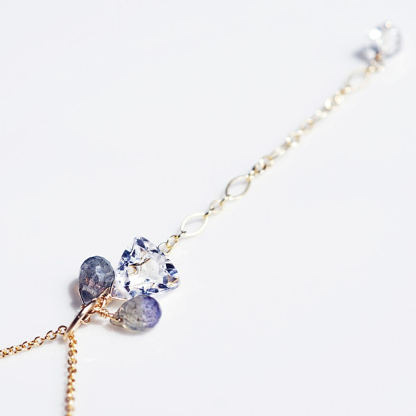 14KGF 45cm Necklace with Crystal quartz/Labradorite. 第5張的照片