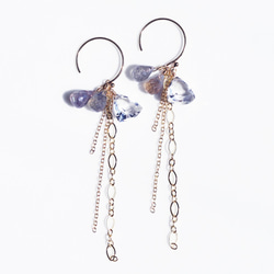 Outlet 14KGF pierced earring with Crystal/Labradorite. 第1張的照片