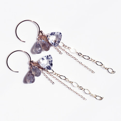 Outlet 14KGF pierced earring with Crystal/Labradorite. 第2張的照片