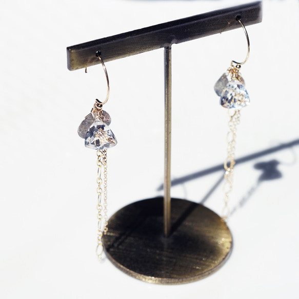 Outlet 14KGF pierced earring with Crystal/Labradorite. 第6張的照片