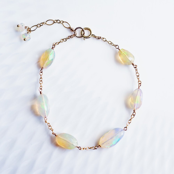 14KGF bracelet 16cm+2cm adjuster with Opal 第2張的照片