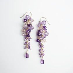 ☆14KGF 橢圓形切割紫水晶吊燈耳環 ~ 紫藤 第7張的照片