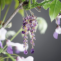 ☆14KGF 橢圓形切割紫水晶吊燈耳環 ~ 紫藤 第8張的照片