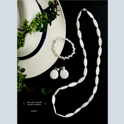 ☆2way★ 貝殼珍珠與橢圓形白貝耳環 ~ Celeste 第5張的照片