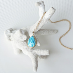 14KGF 60cm Necklace with Larimar. 第2張的照片