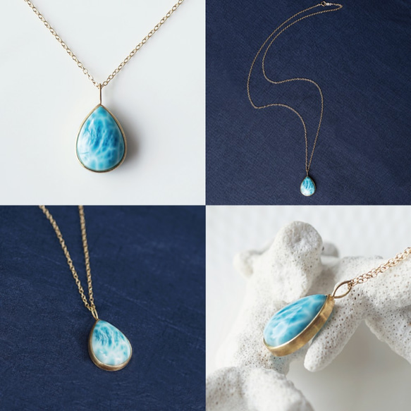 14KGF 60cm Necklace with Larimar. 第4張的照片