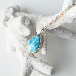 14KGF 60cm Necklace with Larimar. 第6張的照片