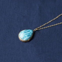 14KGF 60cm Necklace with Larimar. 第7張的照片