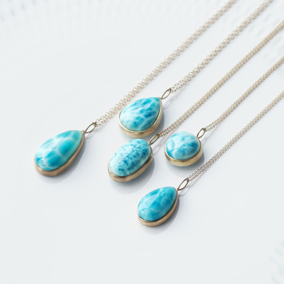 14KGF 60cm Necklace with Larimar. 第10張的照片