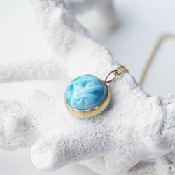 14KGF 50cm Necklace with Larimar. 第2張的照片