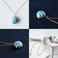 14KGF 50cm Necklace with Larimar. 第4張的照片