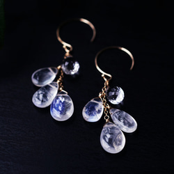 Outlet 14KGF pierced earring with Crystal/White Labradorite. 第6張的照片