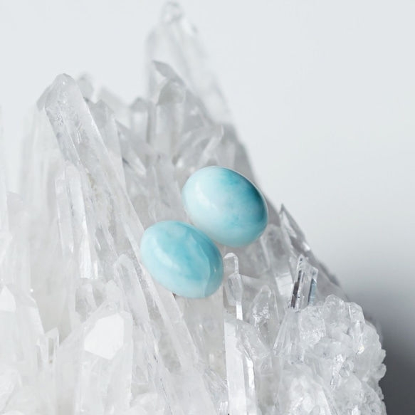 Larimar 橢圓形凸圓面耳環 ~Estelle 第7張的照片