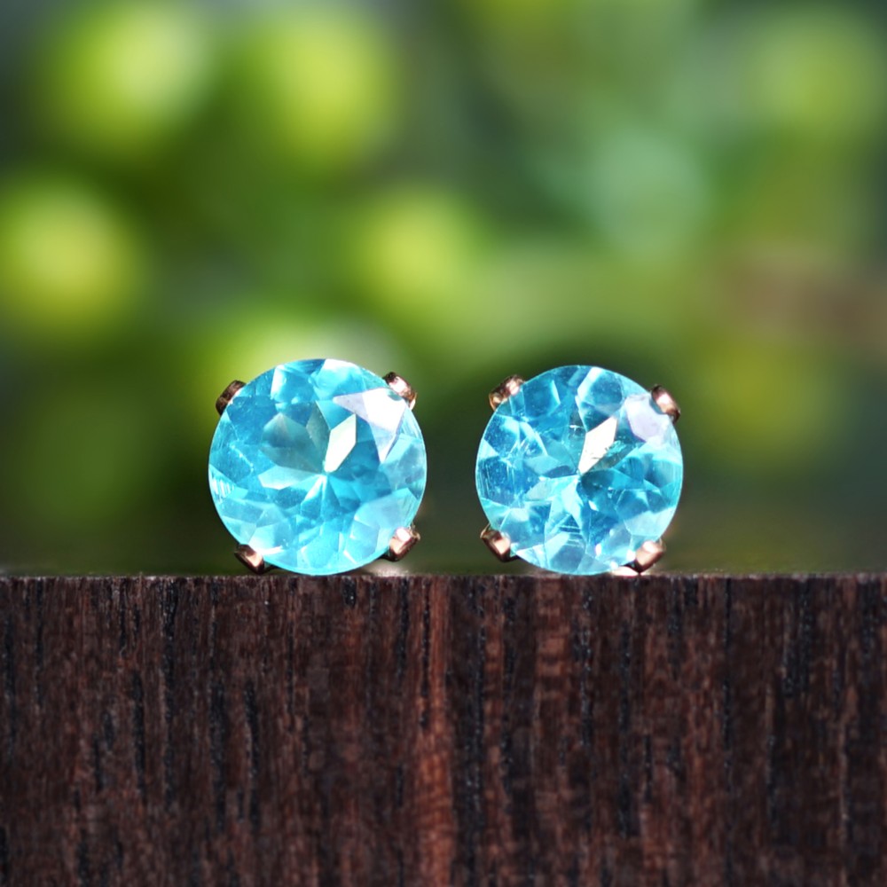 アパタイト6mmの14KGFスタッドピアス　～Laetitia