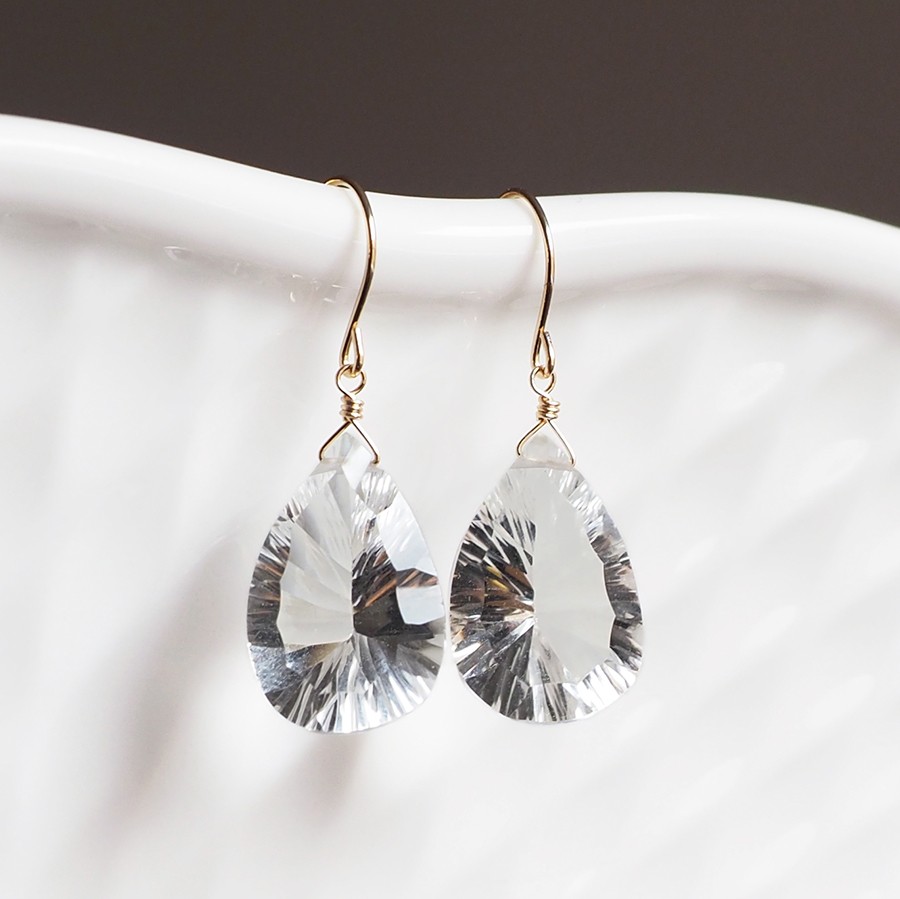 コンケーブカットクリスタル・サージカルステンレスピアス　～Marcella