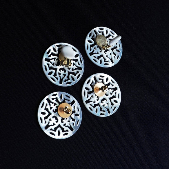 14KGF pierced earring with white shell. 第6張的照片