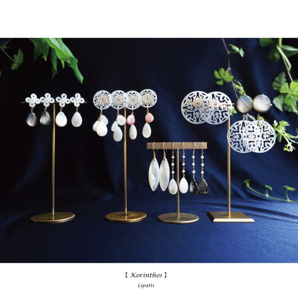 黑珍珠硬幣和白珍珠貝殼鏤空耳環 ~Irene 第5張的照片