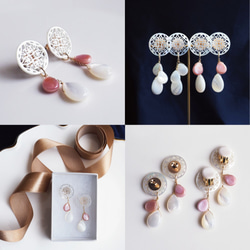 14KGF pierced earring with White shell. 第4張的照片
