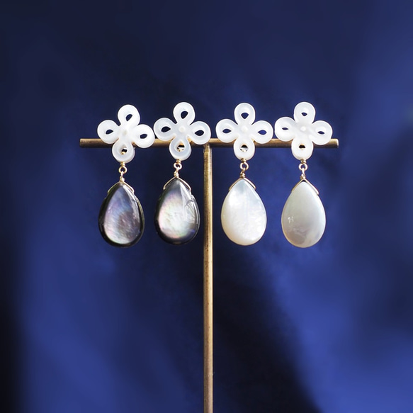 14KGF pierced earring with White shell. 第9張的照片