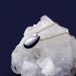 黒蝶貝のペアシェイプカット・淡水真珠を編み込んだセミロング50cmネックレス　～Zoya 8枚目の画像