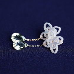 14KGF pierced earring with White shell/Green Amethyst. 第7張的照片