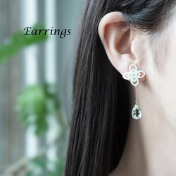 14KGF pierced earring with White shell/Green Amethyst. 第9張的照片