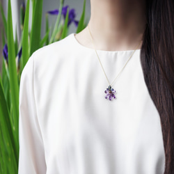 14KGF 45cm Necklace with Amethyst/Iris flower 第3張的照片