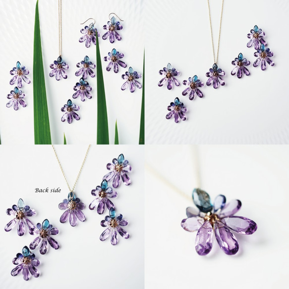 14KGF 45cm Necklace with Amethyst/Iris flower 第4張的照片