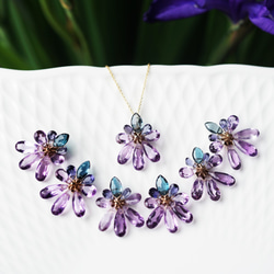 14KGF 45cm Necklace with Amethyst/Iris flower 第6張的照片