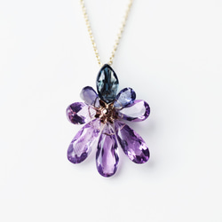 14KGF 45cm Necklace with Amethyst/Iris flower 第7張的照片