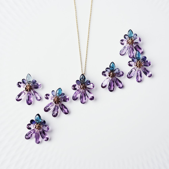 14KGF 45cm Necklace with Amethyst/Iris flower 第8張的照片
