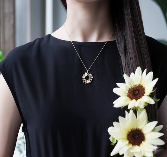 14KGF 45cm Necklace with Citrine / Sunflower 第3張的照片