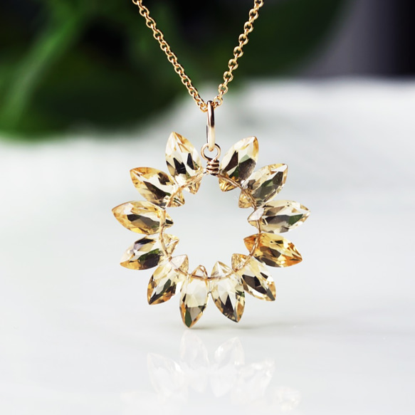 14KGF 45cm Necklace with Citrine / Sunflower 第8張的照片