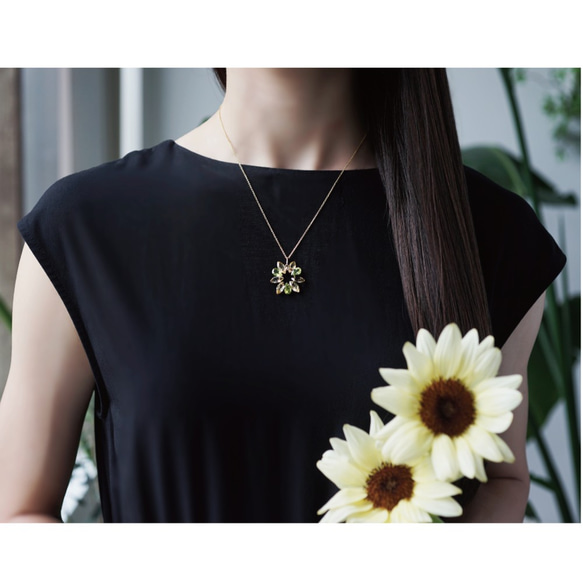 14KGF 45cm Necklace with Citrine and Pridot / Sunflower 第3張的照片