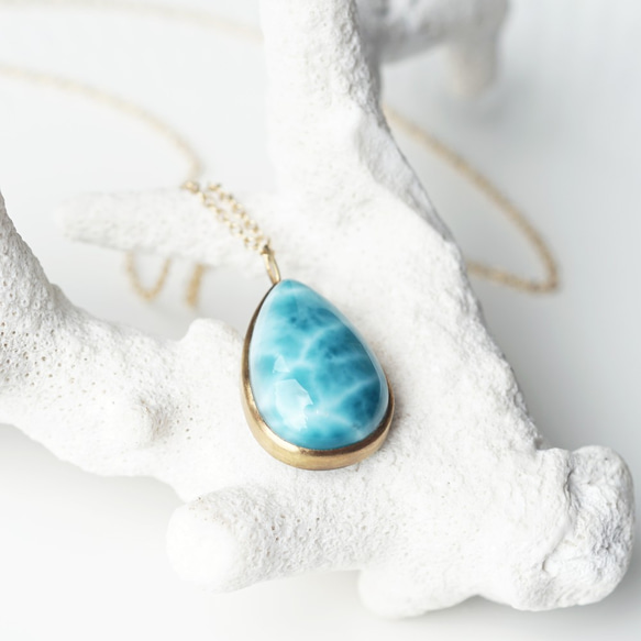 14KGF 45cm Necklace with Larimar. 第2張的照片