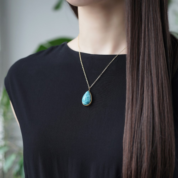 14KGF 45cm Necklace with Larimar. 第6張的照片