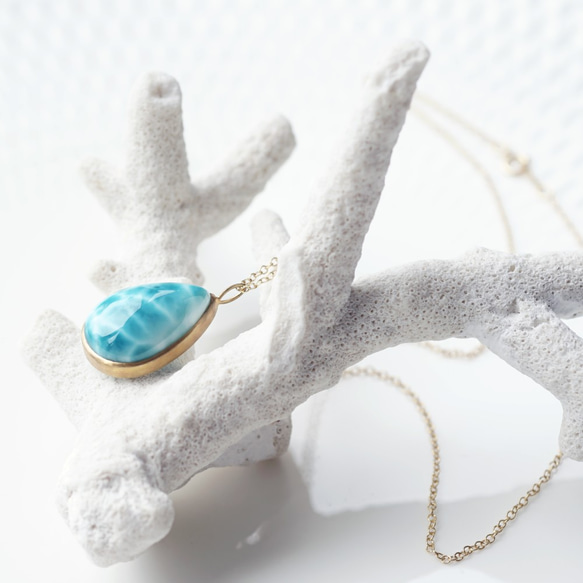 14KGF 45cm Necklace with Larimar. 第7張的照片