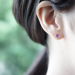 Silver925 K18 coating pierced earrings with Amethyst 第2張的照片