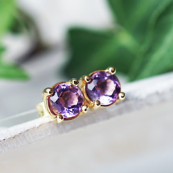 Silver925 K18 coating pierced earrings with Amethyst 第6張的照片