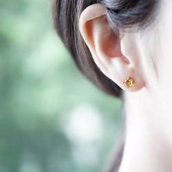 Silver925 K18 coating pierced earrings with Citrine 第3張的照片