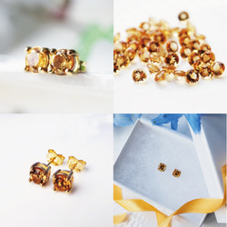 Silver925 K18 coating pierced earrings with Citrine 第4張的照片